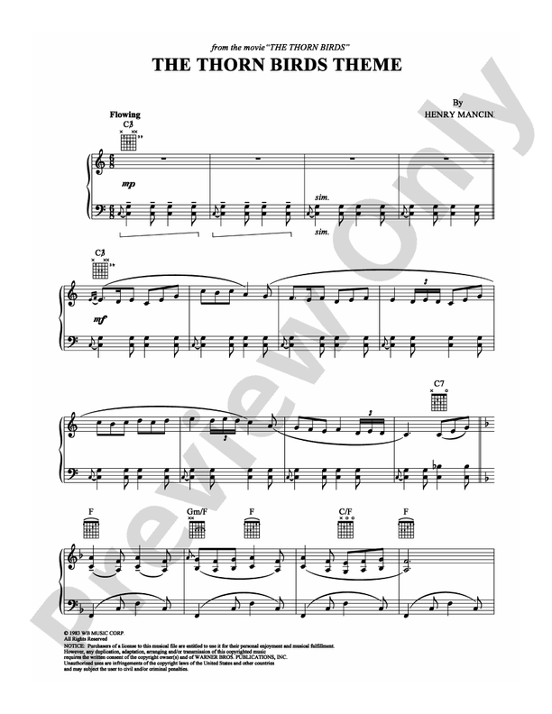 The Thorn Birds Theme - Piano (Digital Download)