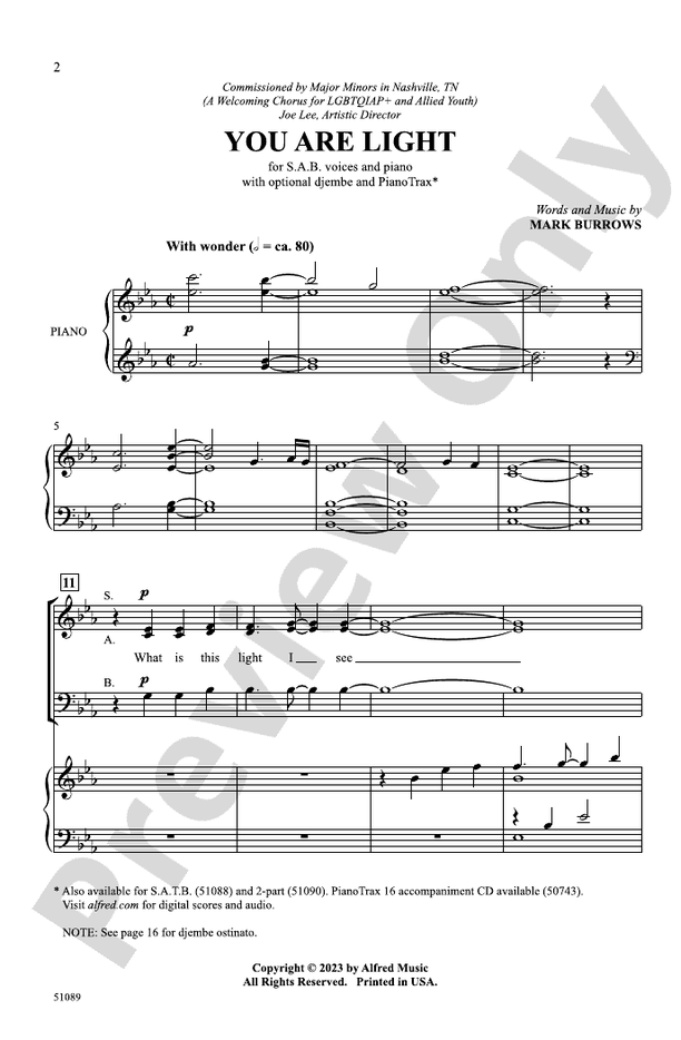 You Are Light - SAB Choral Octavo (Digital Download)