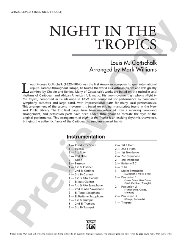Night in the Tropics - Concert Band Conductor Score & Parts (Digital Download)