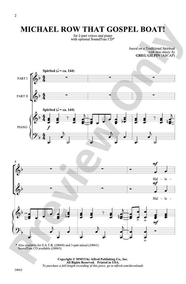 Michael Row That Gospel Boat! – 2-Part Choral Octavo (Digital Download)