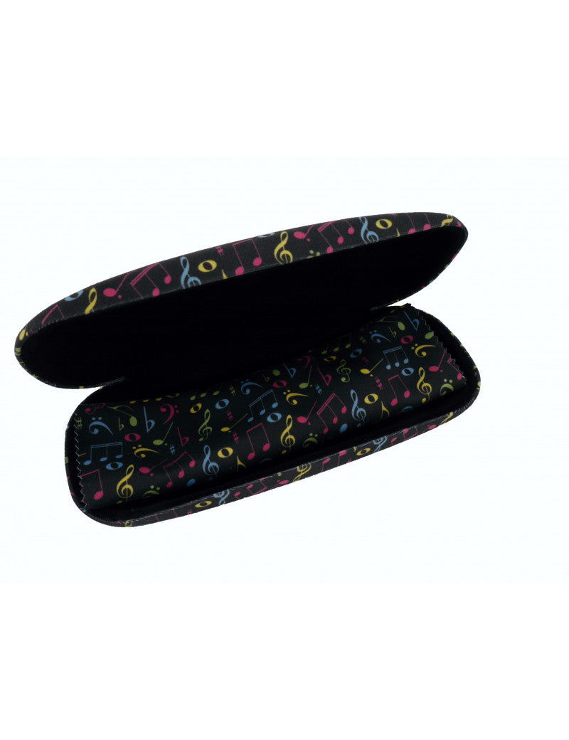 Glasses Case and Cloth Black with Colourful Notes and Clefs