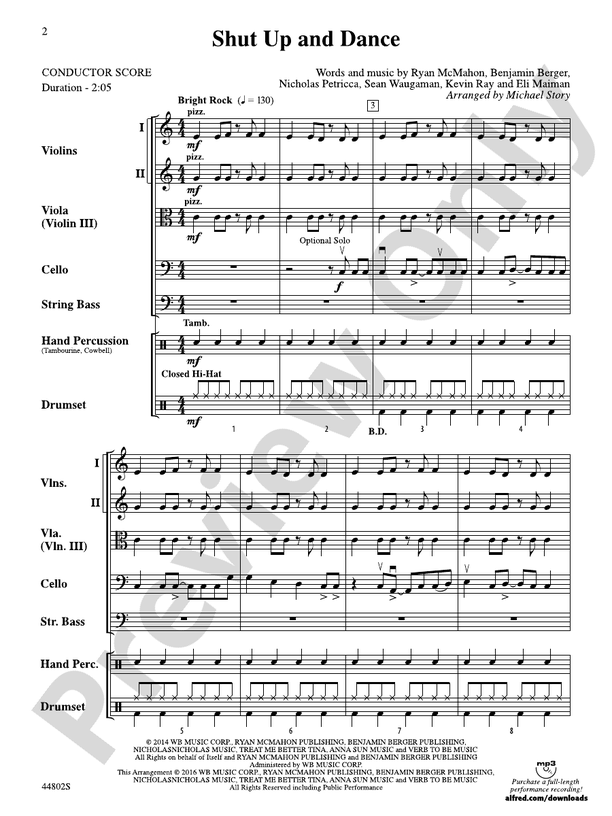 Shut Up and Dance - String Orchestra Conductor Score & Parts (Digital Download)