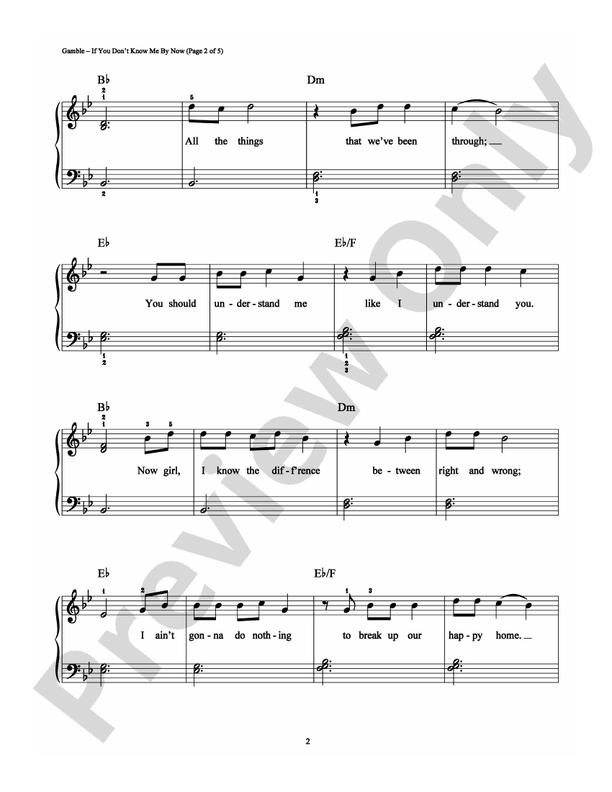 If You Don't Know Me By Now - Arr. Richard Bradley - Easy Piano (Digital Download)