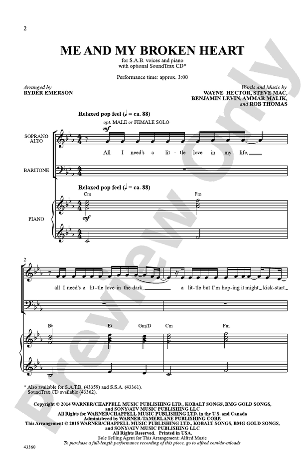 Me and My Broken Heart – SAB Choral Octavo (Digital Download)