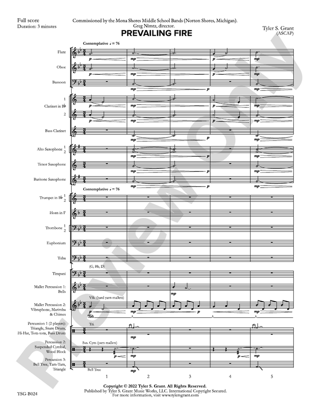 Prevailing Fire - Concert Band Conductor Score & Parts (Digital Download)