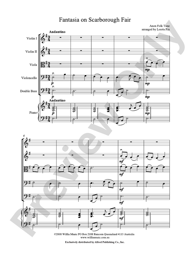 Fantasia on Scarborough Fair - Arr. Loreta Fin – String Orchestra Conductor Score & Parts (Digital Download)