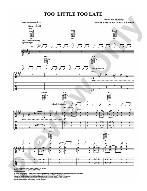 Too Little Too Late - Guitar TAB (Digital Download)