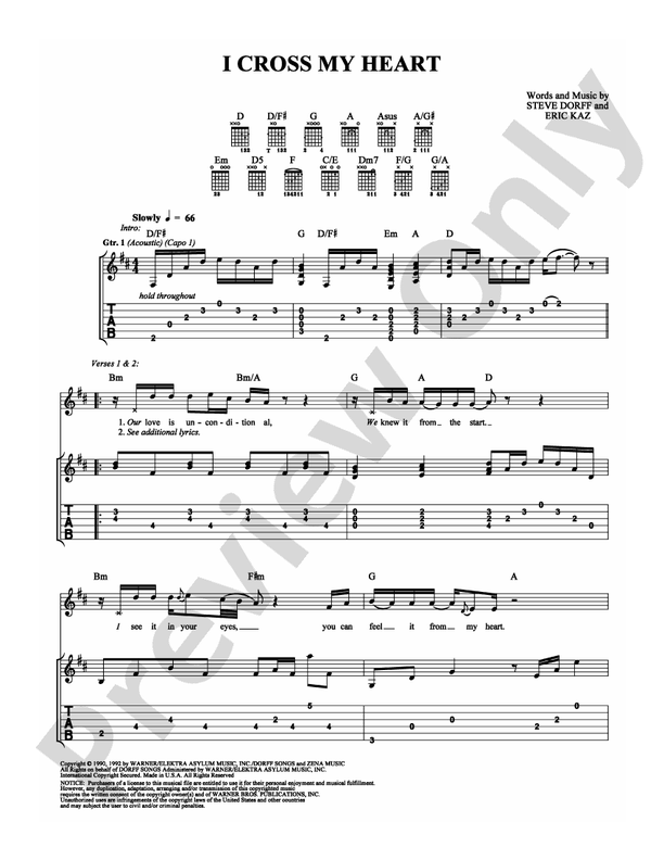 I Cross My Heart - Easy Guitar (Digital Download)