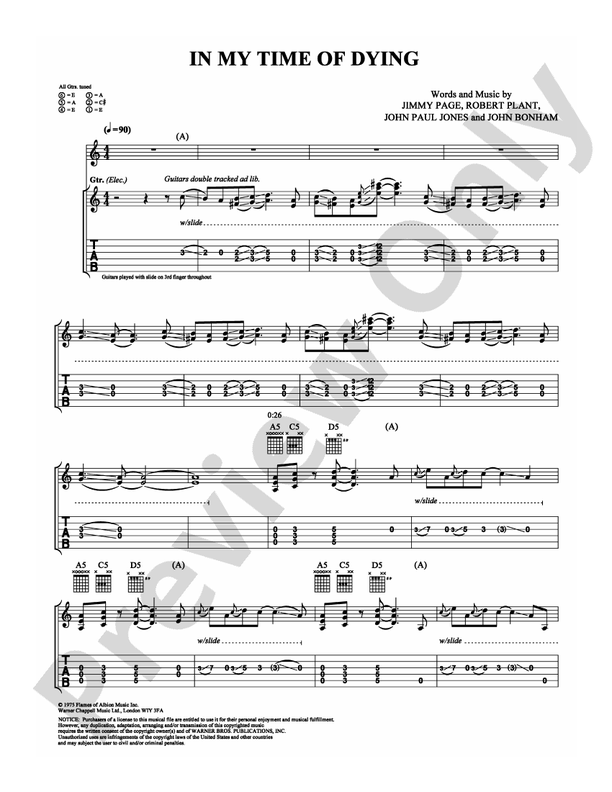 In My Time Of Dying - Guitar TAB (Digital Download)
