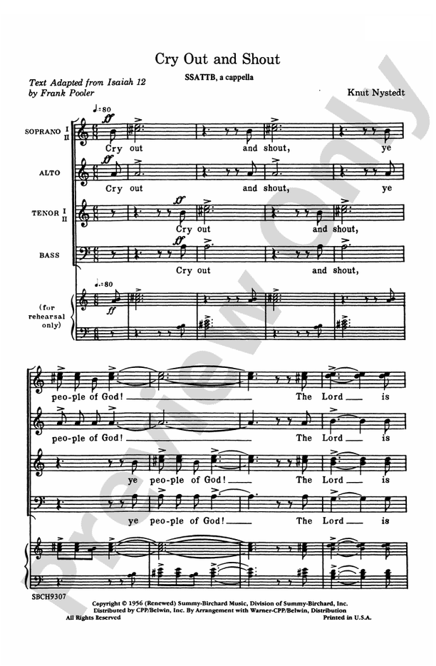 Cry Out and Shout – SSATTB Choral Octavo (Digital Download)