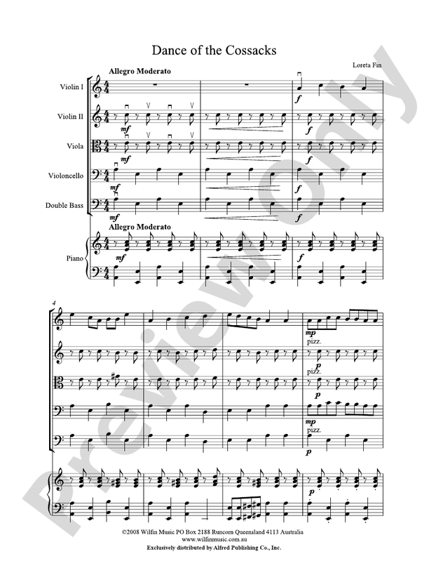Dance of the Cossacks - Loreta Fin – String Orchestra Conductor Score & Parts (Digital Download)