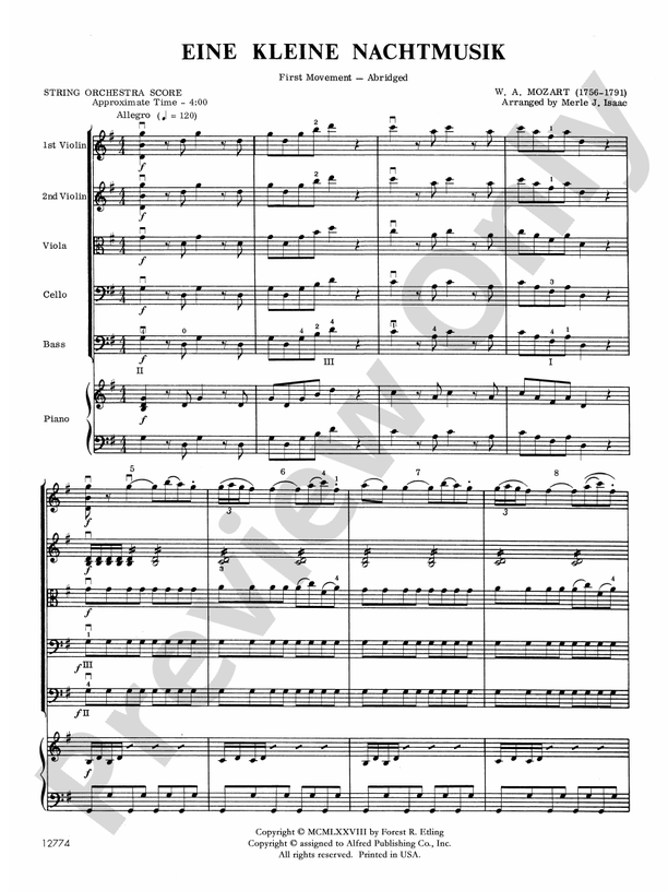Eine Kleine Nachtmusik (Grade 3) – String Orchestra Conductor Score & Parts (Digital Download)