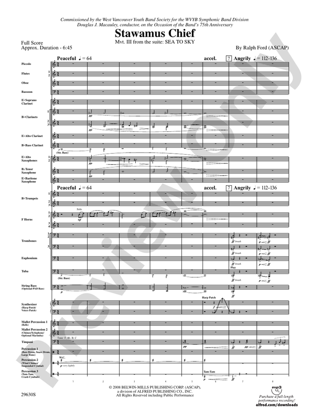 Stawamus Chief - Concert Band Conductor Score & Parts (Digital Download)