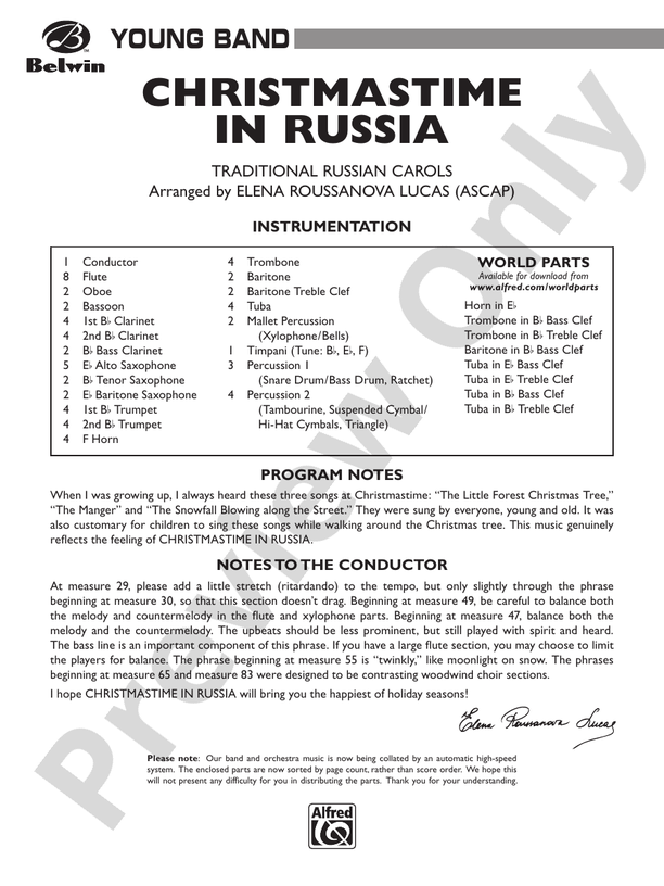 Christmastime in Russia - Concert Band Conductor Score & Parts (Digital Download)