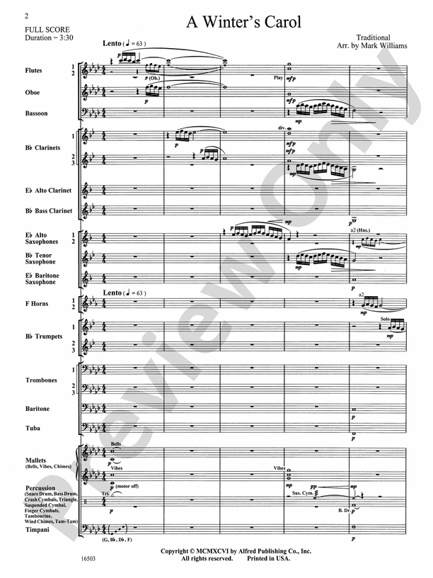 A Winter's Carol - Concert Band Conductor Score & Parts (Digital Download)