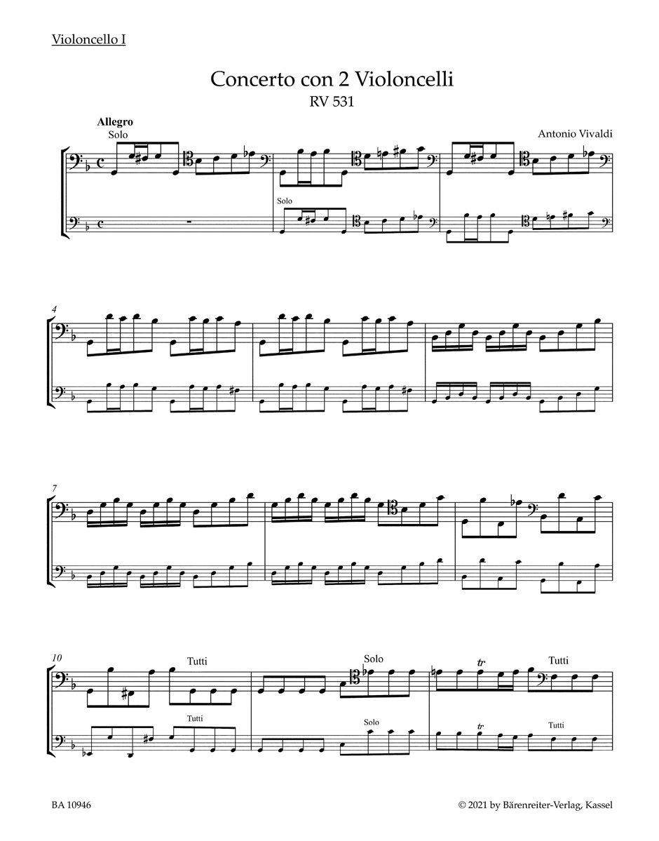 Concerto G minor RV 531 2 Vc/Pno