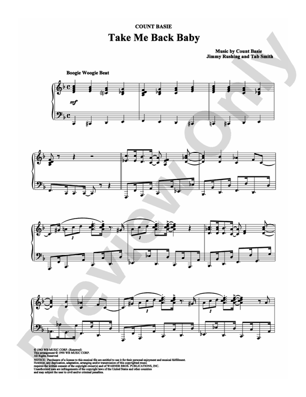 Take Me Back Baby - Piano (Digital Download)