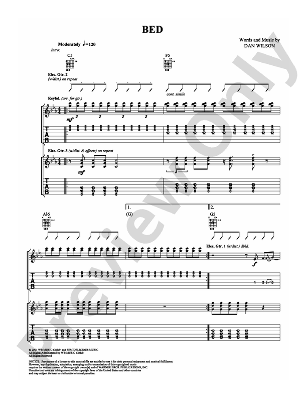 Bed - Guitar TAB (Digital Download)