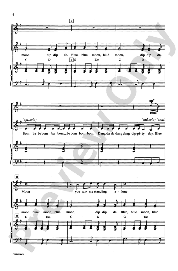 Blue Moon – SSA, a cappella Choral Octavo (Digital Download)