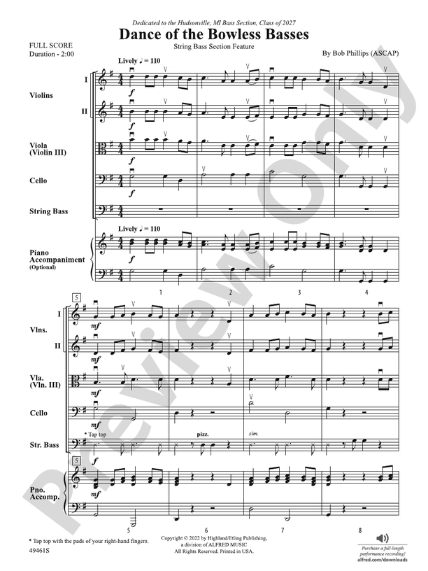 Dance of the Bowless Basses - String Orchestra Conductor Score & Parts (Digital Download)