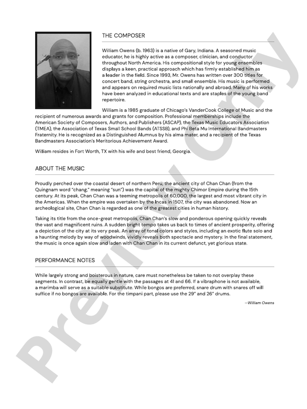 Chan Chan – Concert Band Conductor Score & Parts (Digital Download)