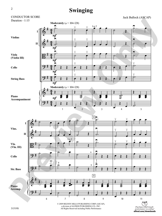 Swinging – String Orchestra Conductor Score & Parts (Digital Download)