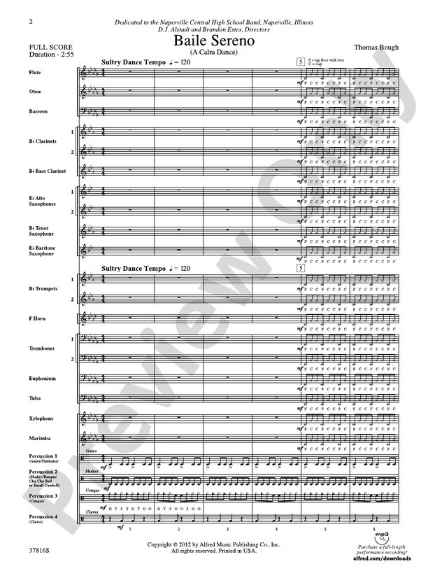 Baile Sereno - Concert Band Conductor Score & Parts (Digital Download)