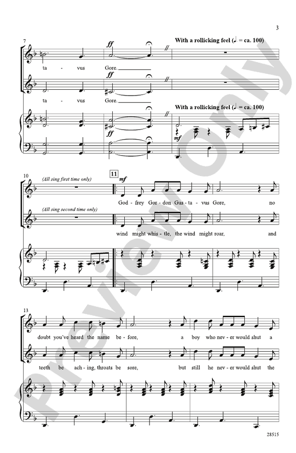 Godfrey Gordon Gustavus Gore – 2-Part Choral Octavo (Digital Download)