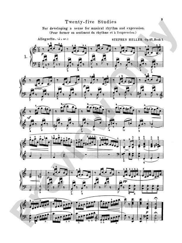 Heller - Twenty-five Studies, Op. 47 - Piano Solo (Digital Download)