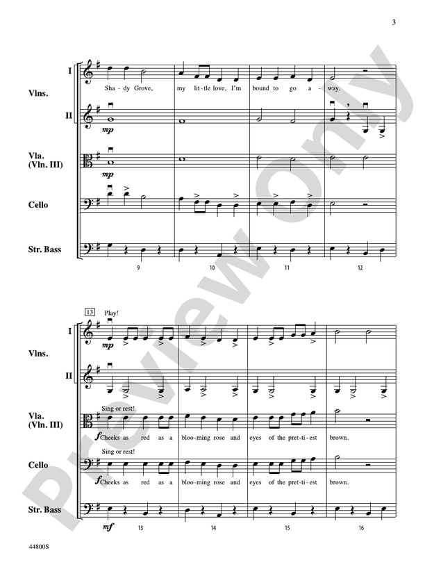 Shady Grove - String Orchestra Conductor Score & Parts (Digital Download)