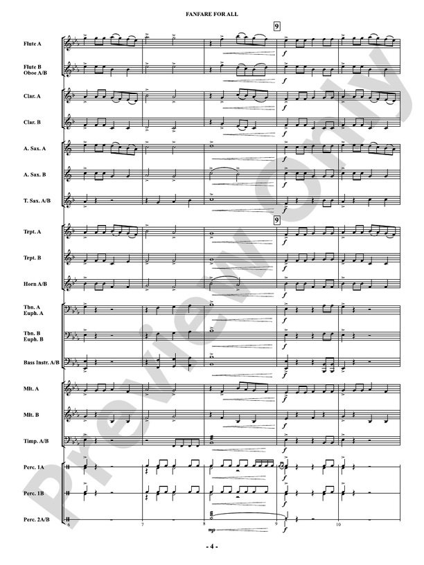 Fanfare For All - Concert Band Conductor Score & Parts(Digital Download)