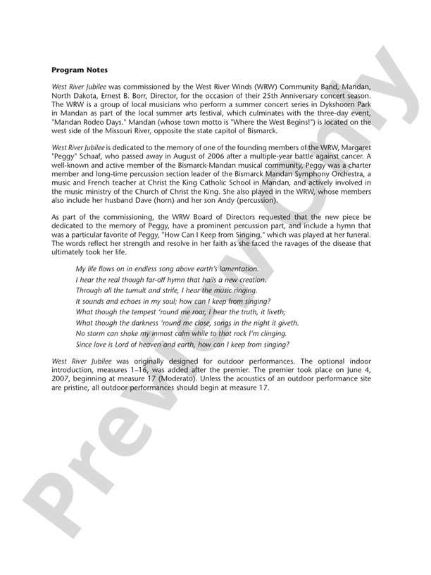 West River Jubilee - Concert Band Conductor Score & Parts (Digital Download)