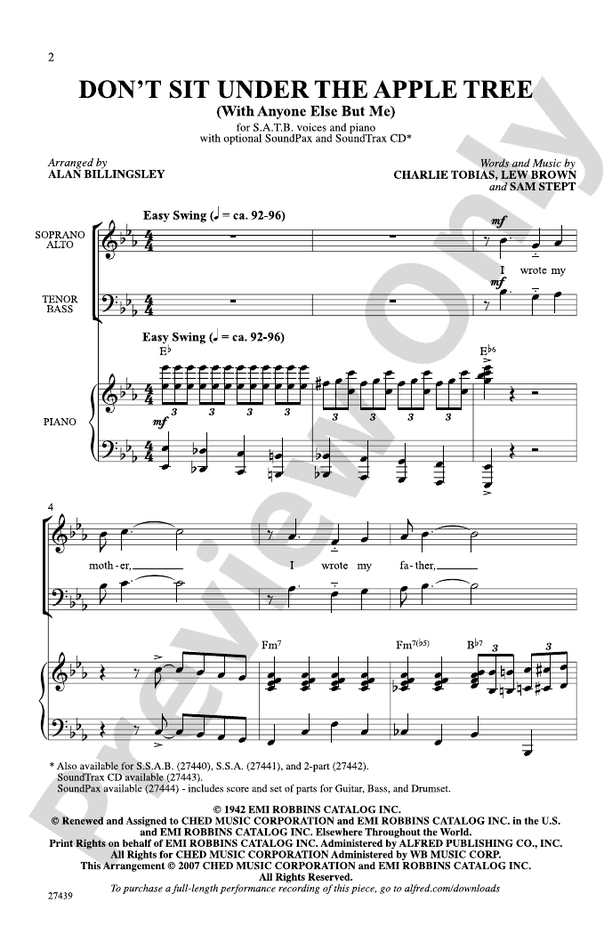Don't Sit Under the Apple Tree – SATB Choral Octavo (Digital Download)