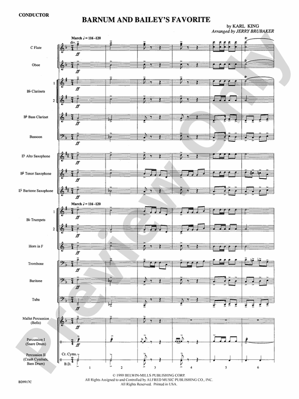 Barnum and Bailey's Favorite - Concert Band Conductor Score & Parts (Digital Download)
