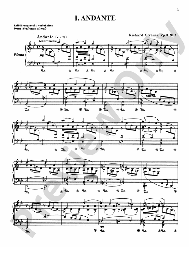 Strauss - Piano Pieces, Op. 3 - Piano Solo (Digital Download)