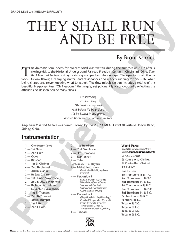 They Shall Run and Be Free - Concert Band Conductor Score & Parts (Digital Download)