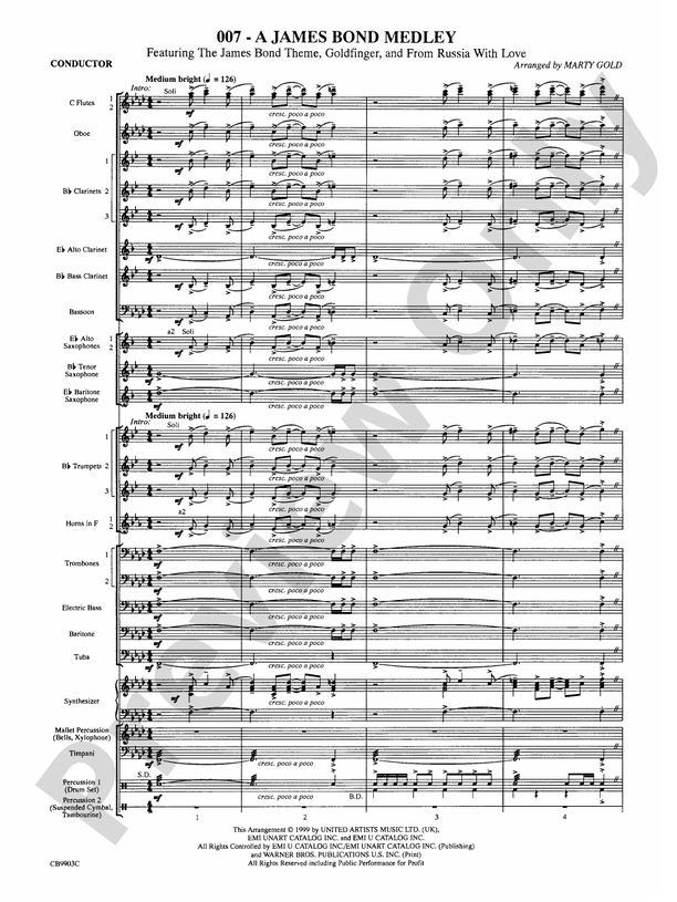 007 -- A James Bond Medley - Concert Band Conductor Score & Parts (Digital Download)