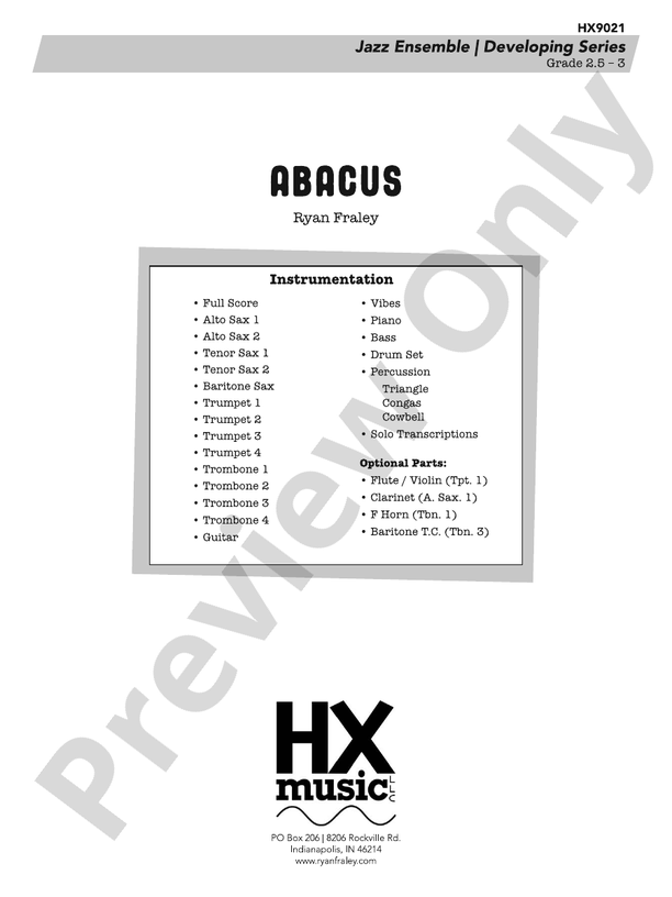Abacus – Jazz Ensemble Conductor Score & Parts (Digital Download)