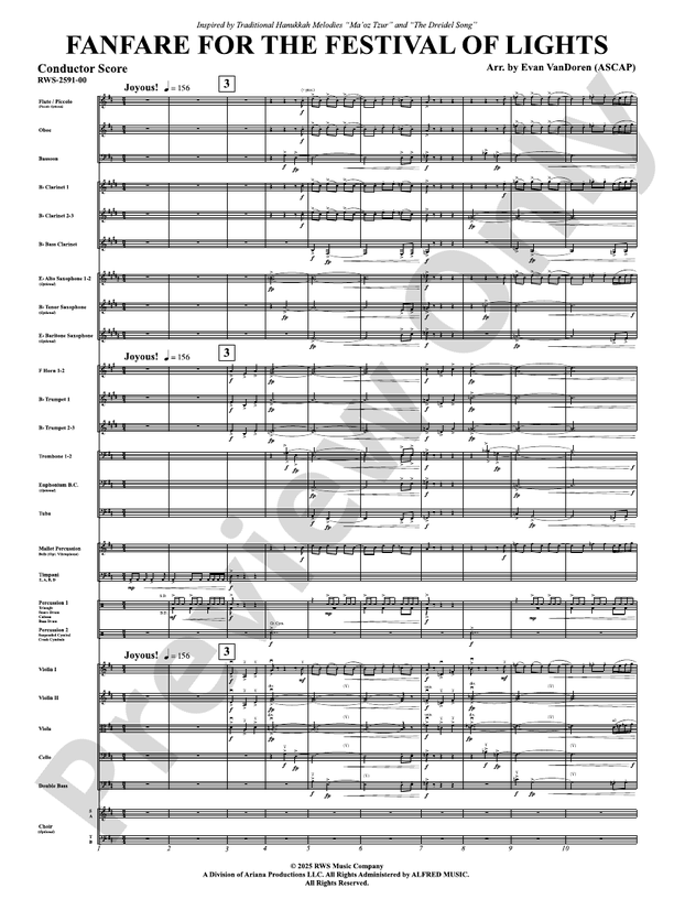 Fanfare For The Festival of Lights - Full Orchestra Conductor Score & Parts (Digital Download)