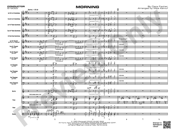 Morning – Jazz Ensemble Conductor Score & Parts (Digital Download)
