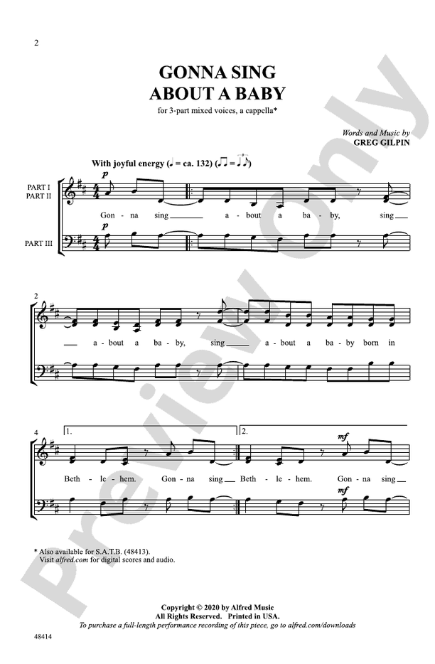 Gonna Sing About a Baby – 3-Part Mixed, a cappella Choral Octavo (Digital Download)