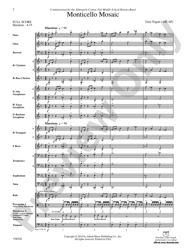 Monticello Mosaic - Concert Band Conductor Score & Parts (Digital Download)