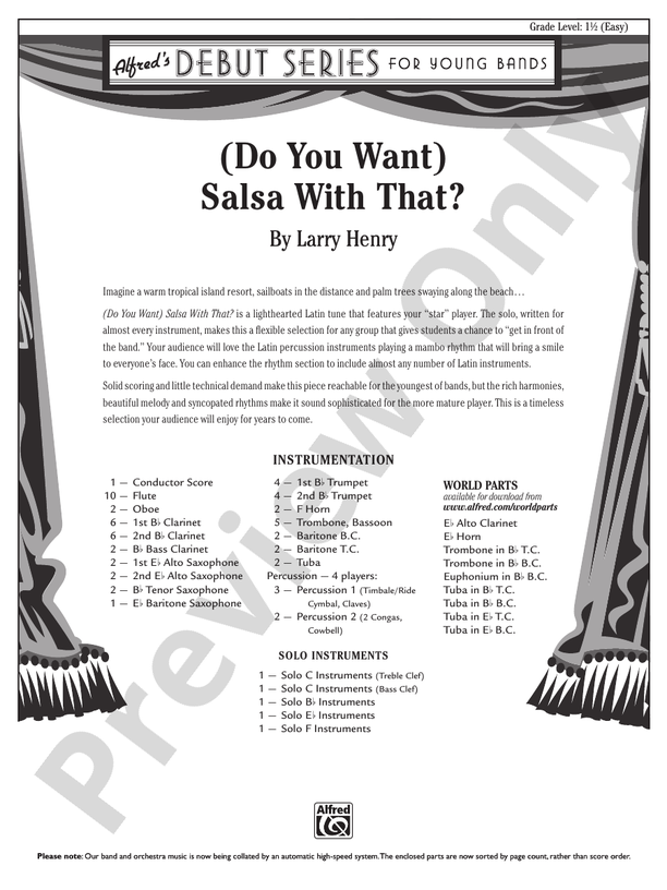 (Do You Want) Salsa with That? - Concert Band Conductor Score & Parts (Digital Download)