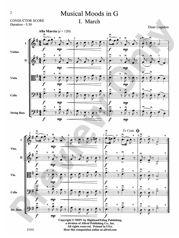 Musical Moods in G – String Orchestra Conductor Score & Parts (Digital Download)
