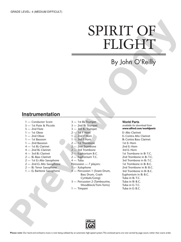 Spirit of Flight - Concert Band Conductor Score & Parts (Digital Download)