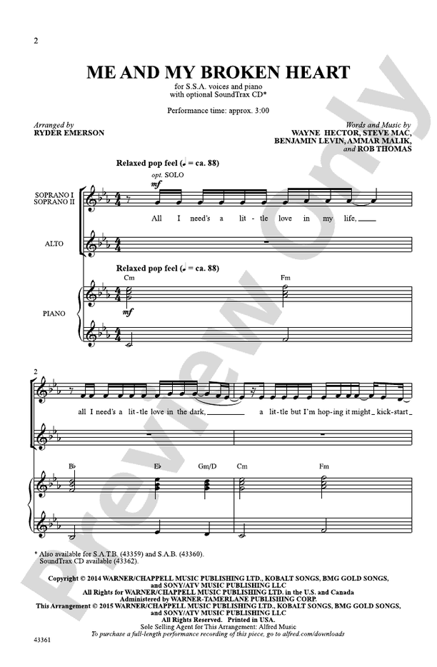 Me and My Broken Heart – SSA Choral Octavo (Digital Download)