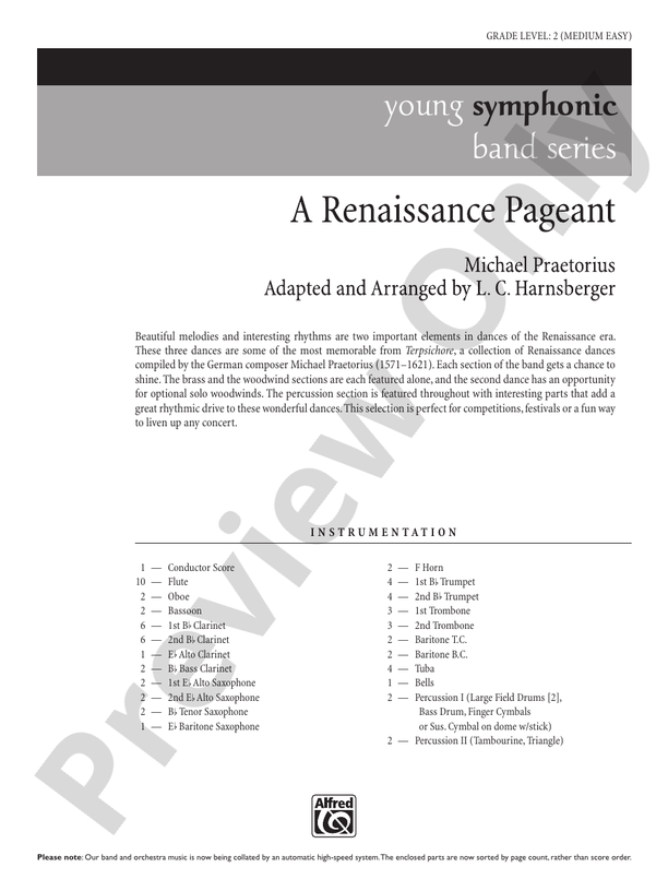 A Renaissance Pageant - Concert Band Conductor Score & Parts (Digital Download)