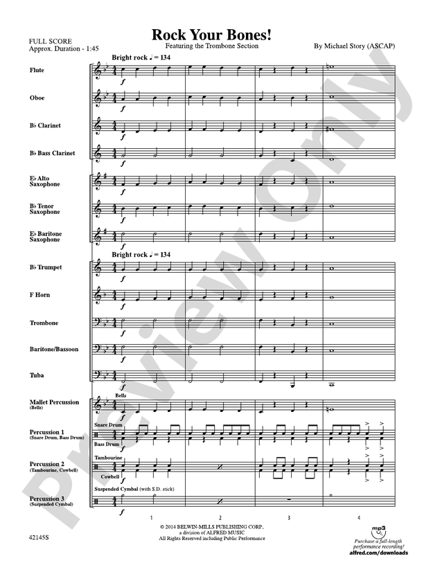 Rock Your Bones! - Concert Band Conductor Score & Parts (Digital Download)