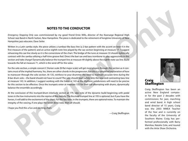 Emergency Stopping Only - Jazz Ensemble Conductor Score & Parts (Digital Download)