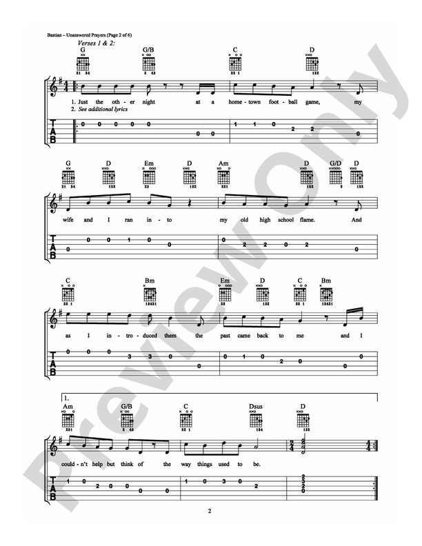 Unanswered Prayers - Easy Guitar (Digital Download)